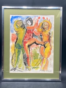 Original Artist Signed ‘Acrobats’ Mixed Media Artwork