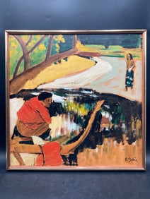 Original Artist Signed African Themed Oil Painting