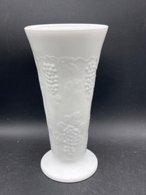 Milk Glass Grapes & Leaves Vase