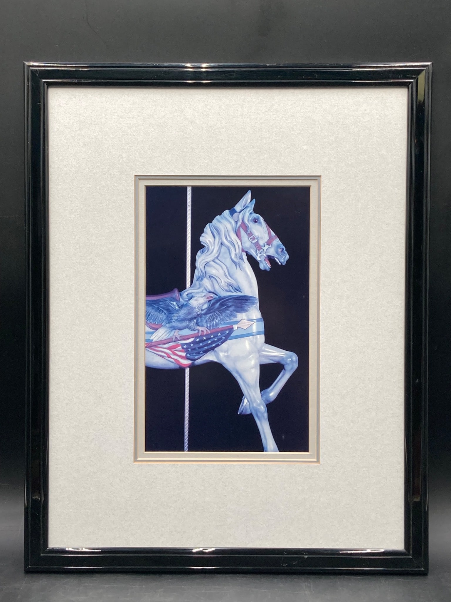 Framed Artwork of Carousel Horse with Patriotic Design (1 of 6)