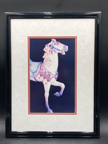 Framed Carousel Horse Art Print with Decorative Matting