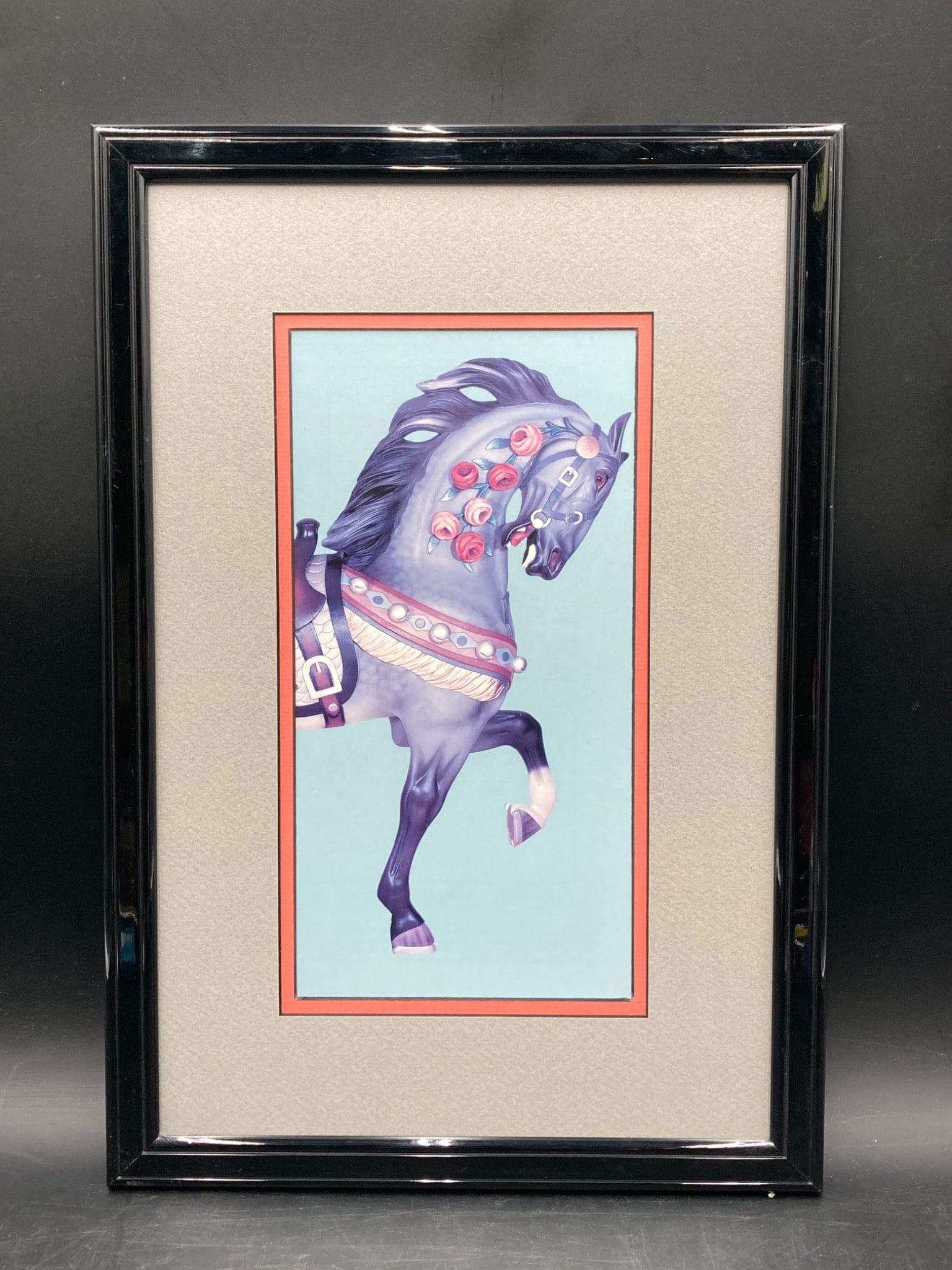 Framed Carousel Horse With Rose Motif Art Print (1 of 6)