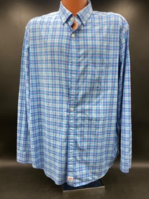 Vineyard Vines Performance Classic Fit Murray Shirt in Blue Plaid, Size XL