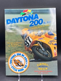 Daytona 200 Motorcycle Race By Arai Program and Patch Set, March 8, 1992