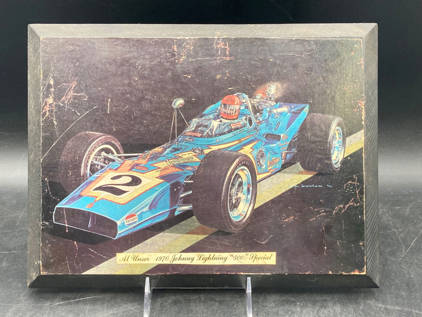 Ron Burton Print on Wood Featuring Al Unser 1970 Johnny Lightning ‘500’ Special (1 of 9)
