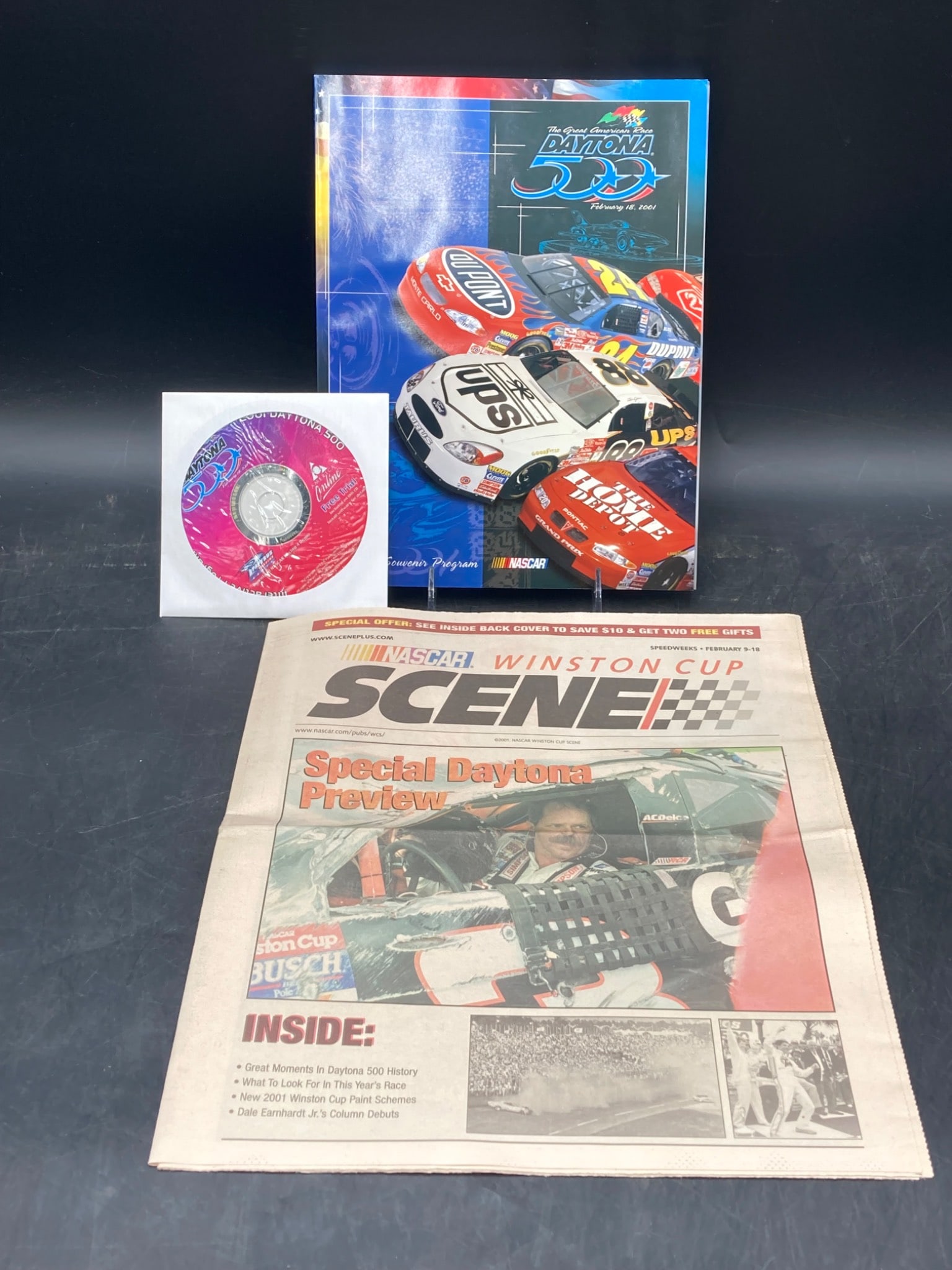 NASCAR 2001 Daytona 500 Race Program W/ NASCAR Scene Newspaper and CD (1 of 11)