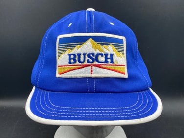 Vintage Busch Beer Snapback Hat with Embroidered Logo, Made in USA