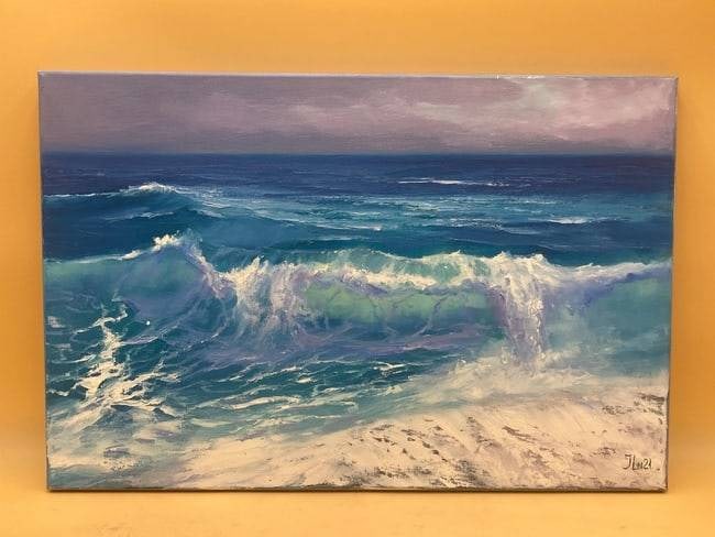 Original 2021 Elena Lukina ‘Crystal Wave’ 16×24" Canvas Painting