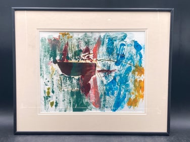 Contemporary Abstract Watercolor Painting, Framed