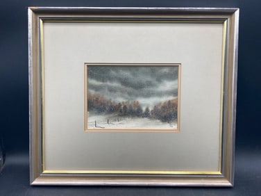 Original Lou Riffe Winter Landscape Watercolor Painting