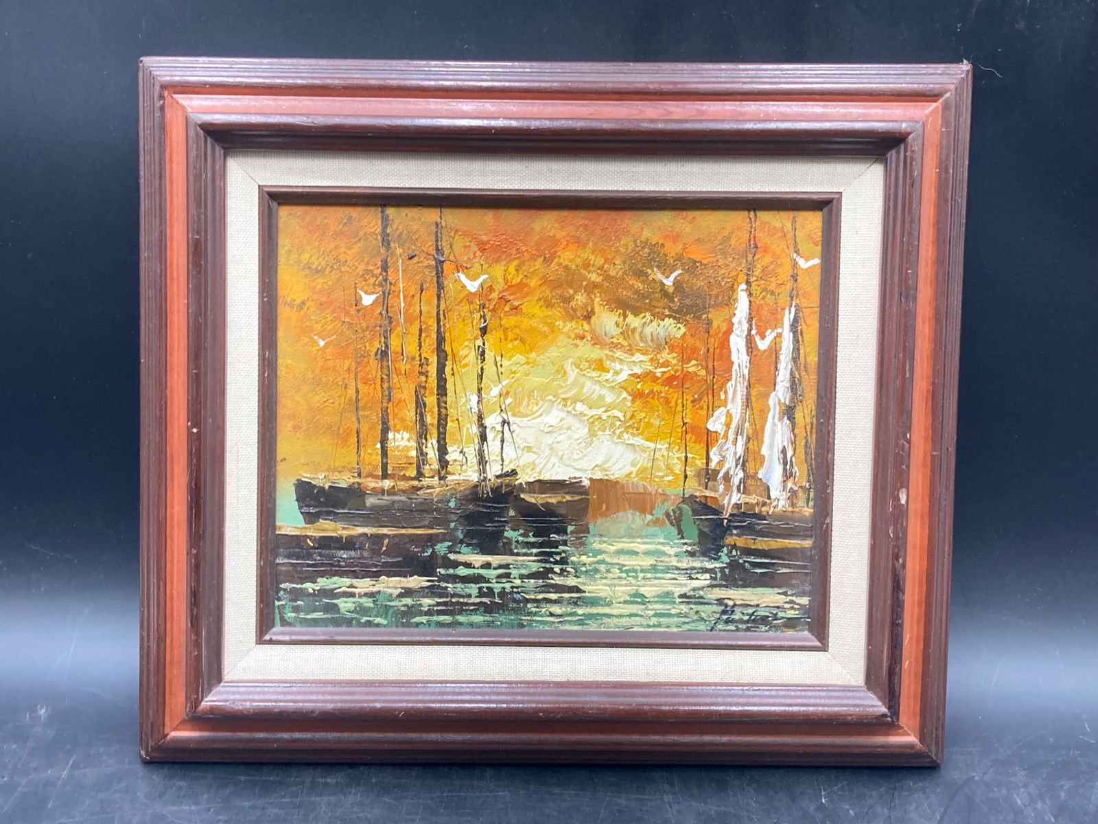 Artist Signed Nautical Landscape Oil Painting, Framed (1 of 8)