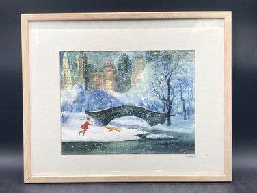 Artist Signed New York City Central Park Print, Framed