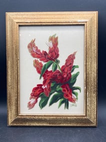 Floral Oil Painting On Glass