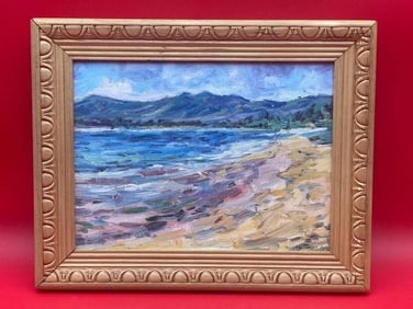 Framed 9×12? RM Mortensen Painting in Coastal Landscape Theme