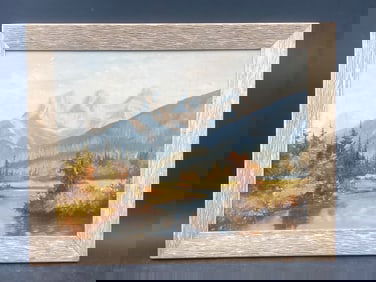 Original Louis Ramus Signed Mountain River Landscape Oil Painting
