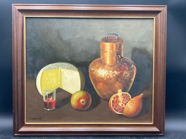 Original Artist Signed Still Life Oil Painting, Framed