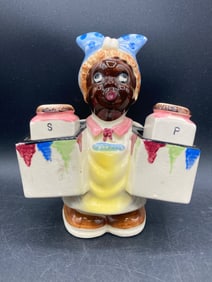 Japanese Black Americana Mammy Porcelain Salt & Pepper Shaker Set