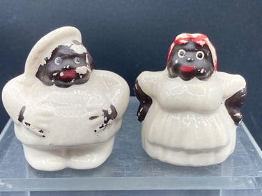 Vintage Black Americana Bakers Porcelain Salt & Pepper Shaker Set