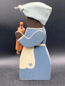 Hand-Painted Black Americana Wood Baker Figure