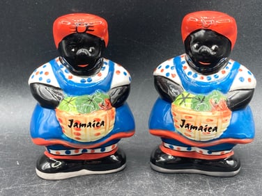 Black Americana Jamaica Porcelain Salt & Pepper Shaker Set