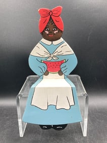 Black Americana Wood Shelf Sitter Woman Figure
