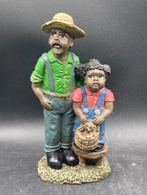 Margaret Crunkleton Black Americana Father and Daughter Resin Figure