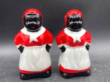 Black Americana Porcelain Salt & Pepper Shaker Set