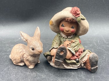 All God’s Children Issie Figurine with Rabbit – Miss Martha Originals (1995)