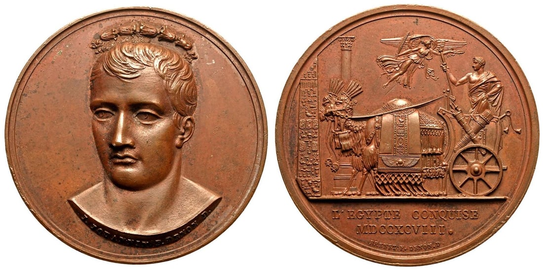 France Napoleon I 1798 Bronze Medal Conquest of Egypt by Napoleon (1 of 3)