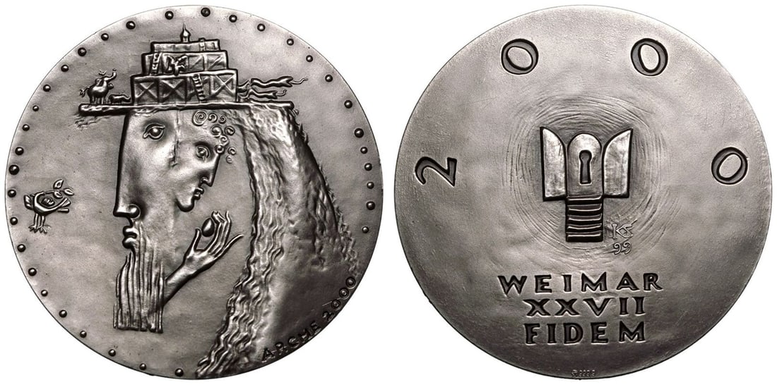 Germany 2000 Silver Medal FIDEM Congress About as struck (1 of 3)