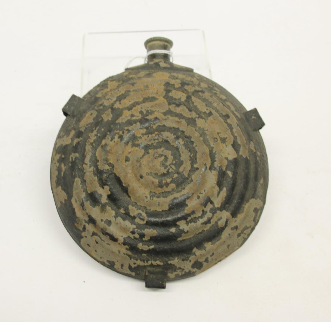 U.S. CIVIL WAR MAKER MARKED BULLSEYE CANTEEN: MFG. BY: PORTER AND BOOTH - SOLDIERS CARVED INITIALS IN SPOUT "THW"