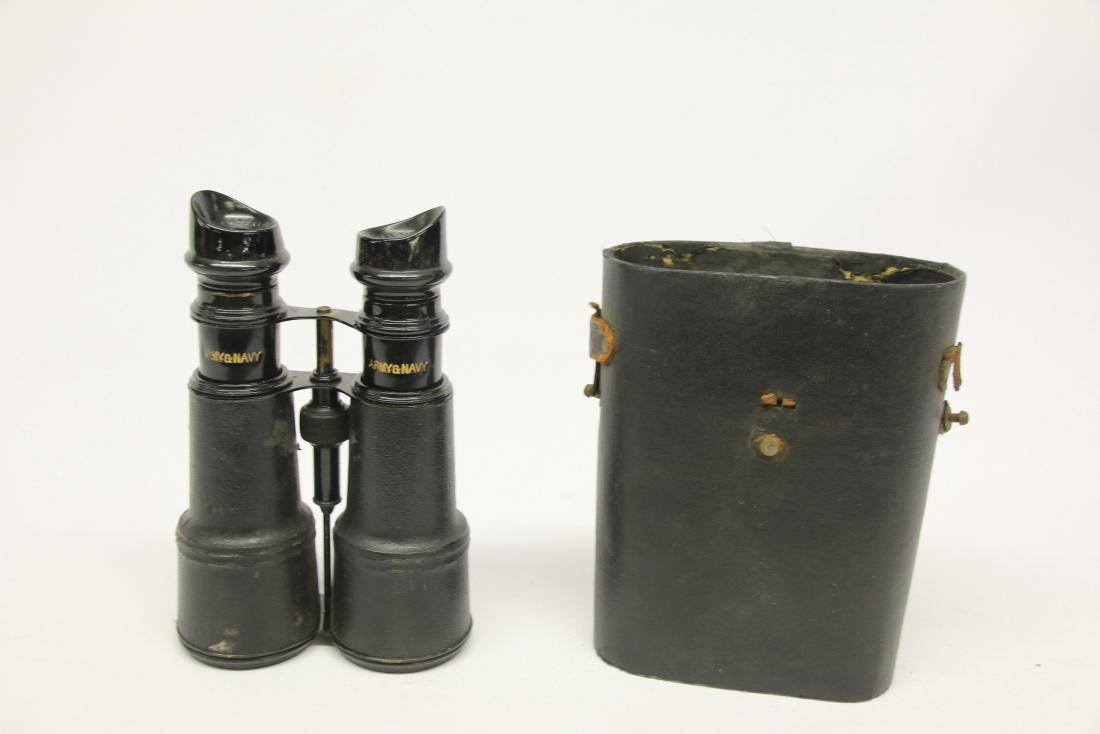 ARMY AND NAVY BINOCULARS: WITH LEATHER CASE - MAKERS CHEVALIER, PARIS