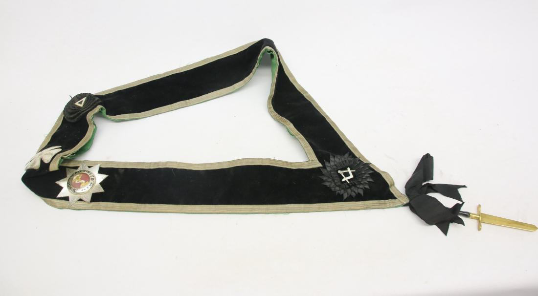 FANCY ANTIQUE MASONIC SASH: WITH DAGGER