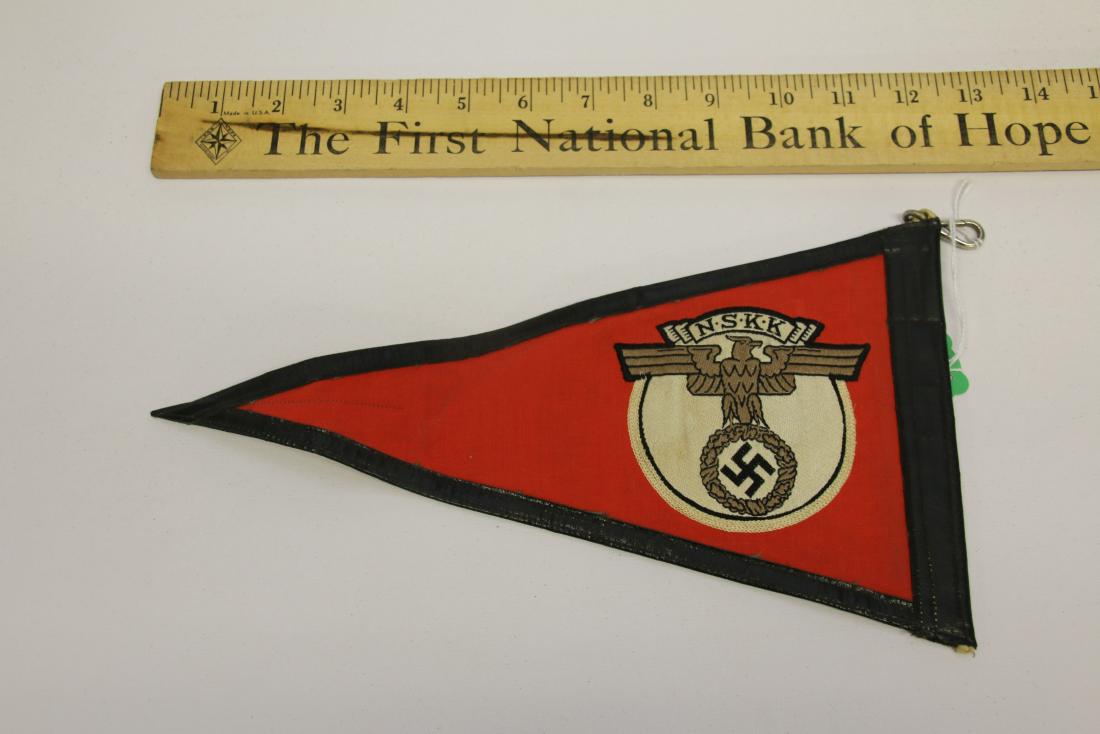 GERMAN NAZI WWII PENNANT: NSKK 12" X 6 1/2"