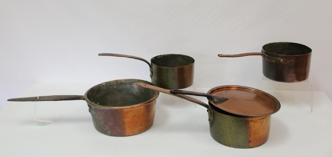 LOT OF ANTIQUE COPPER POTS (1 of 5)