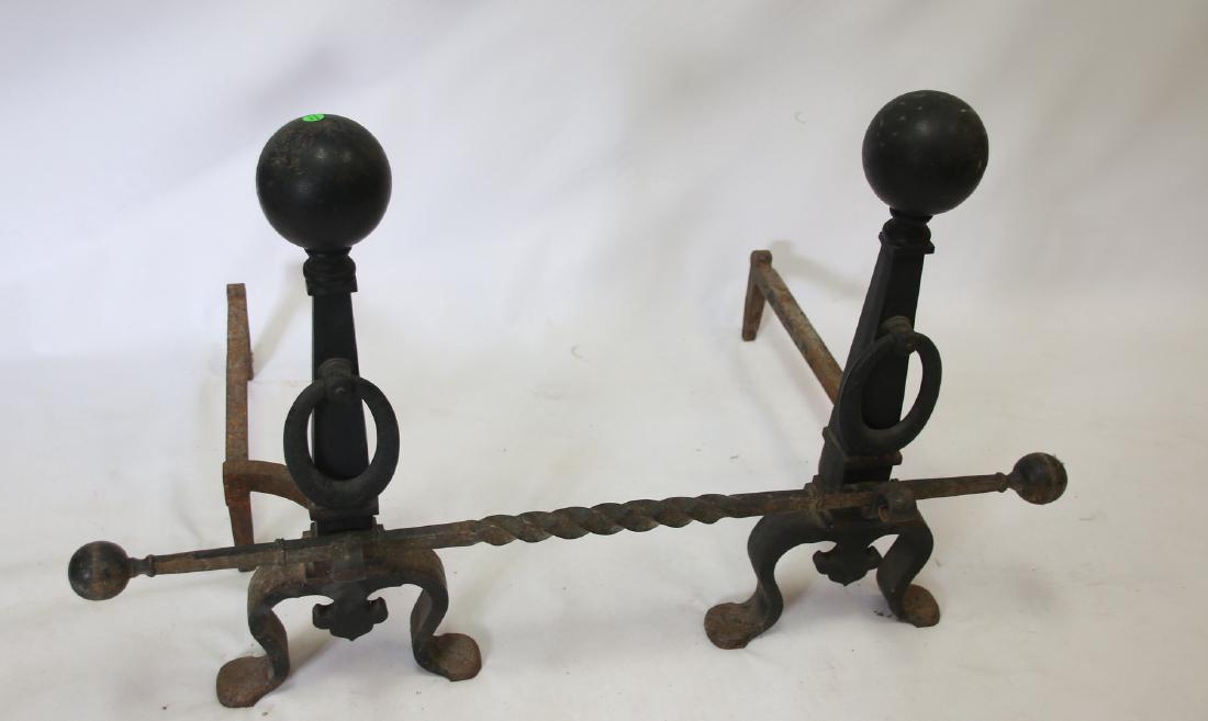 CAST IRON HAND WROUGHT ANDIRONS (1 of 3)