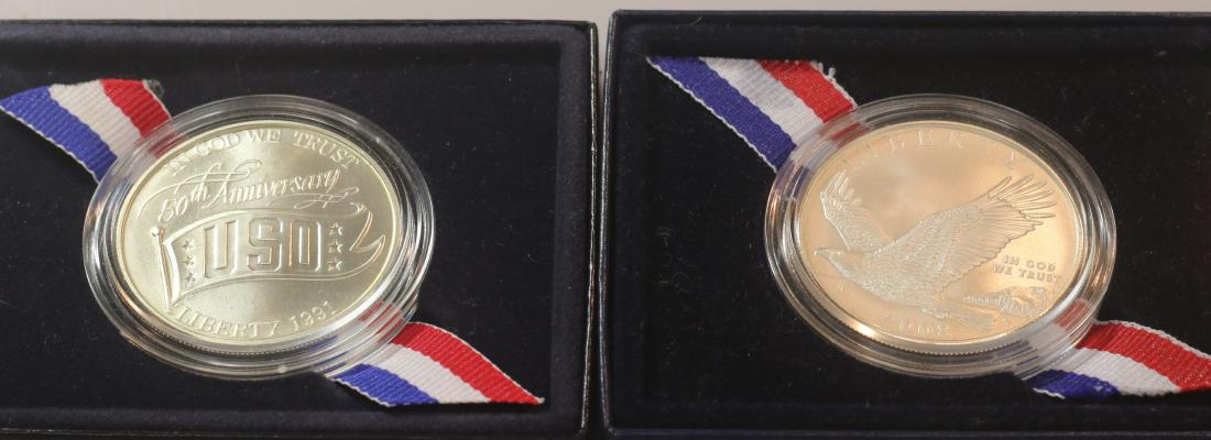 SILVER DOLLAR LOT: 1991 USO SILVER DOLLAR - 2008 BALD EAGLE COMM. COIN