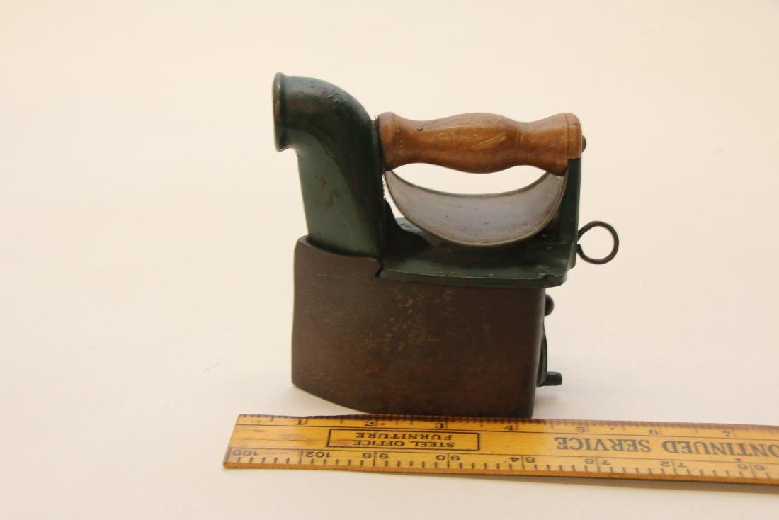 Small charcoal with chimney, “00” original green: Small charcoal with chimney, “00” original green paint, Dimensions: 3 5/8”