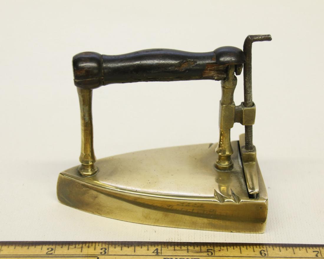 Small Brass Lift Gate Iron w/ Slug ..marking on latch (1 of 3)