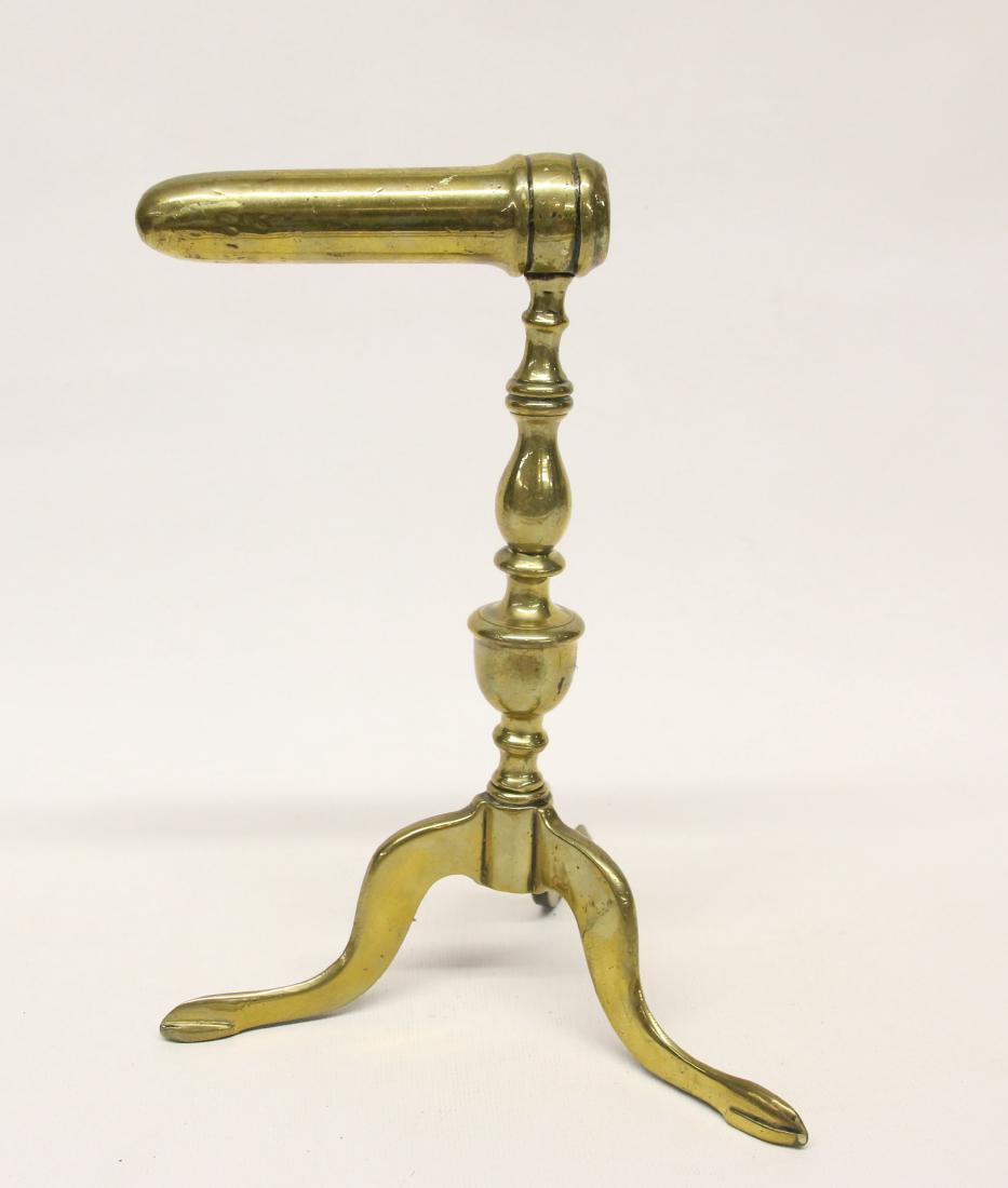 BRASS GOFFERING IRON WITH QUEEN ANNE FEET (1 of 3)