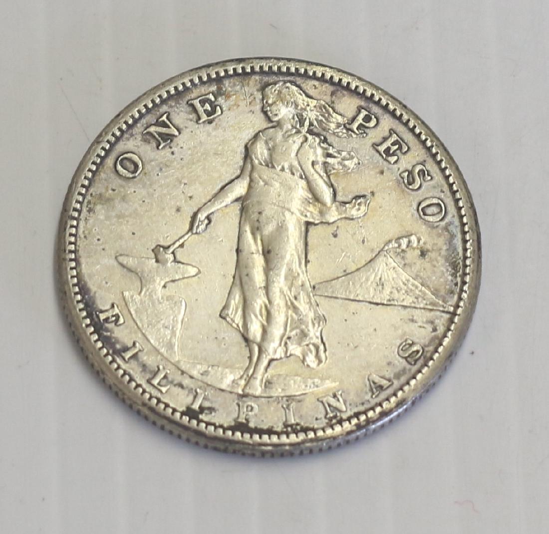1909 S PHILIPPINES ONE PESO .800 SILVER
