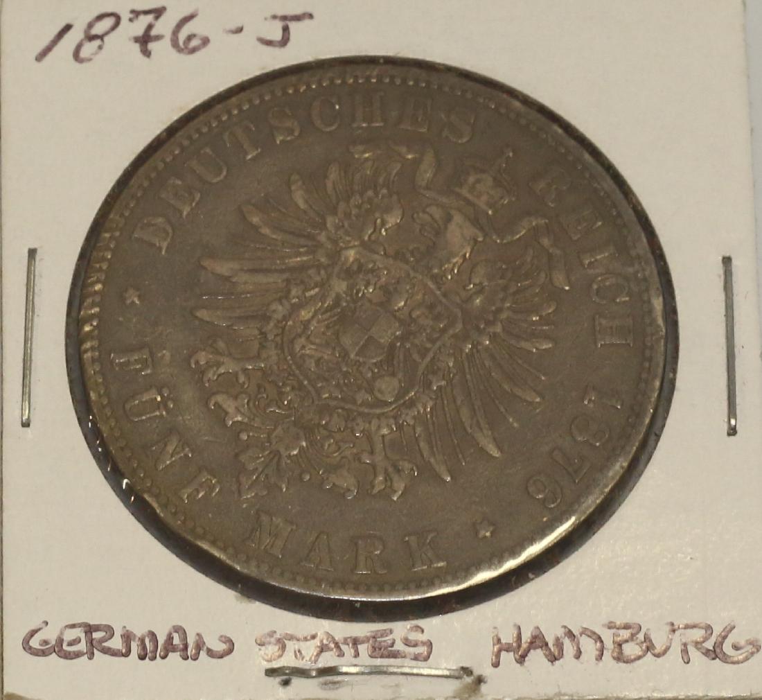 1876 J GERMAN STATES HAMBURG 5 MARK (1 of 2)
