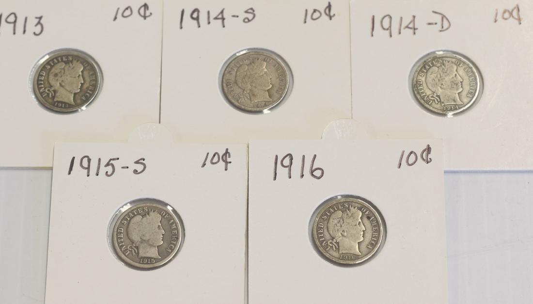 BARBER DIME LOT: BARBER DIME LOT 1913, 1914 S, 1914 D, 1915 S, 1916, 1916 S