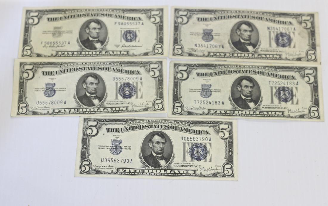 LOT OF $5.00 SILVER CERTIFICATES (1 of 2)