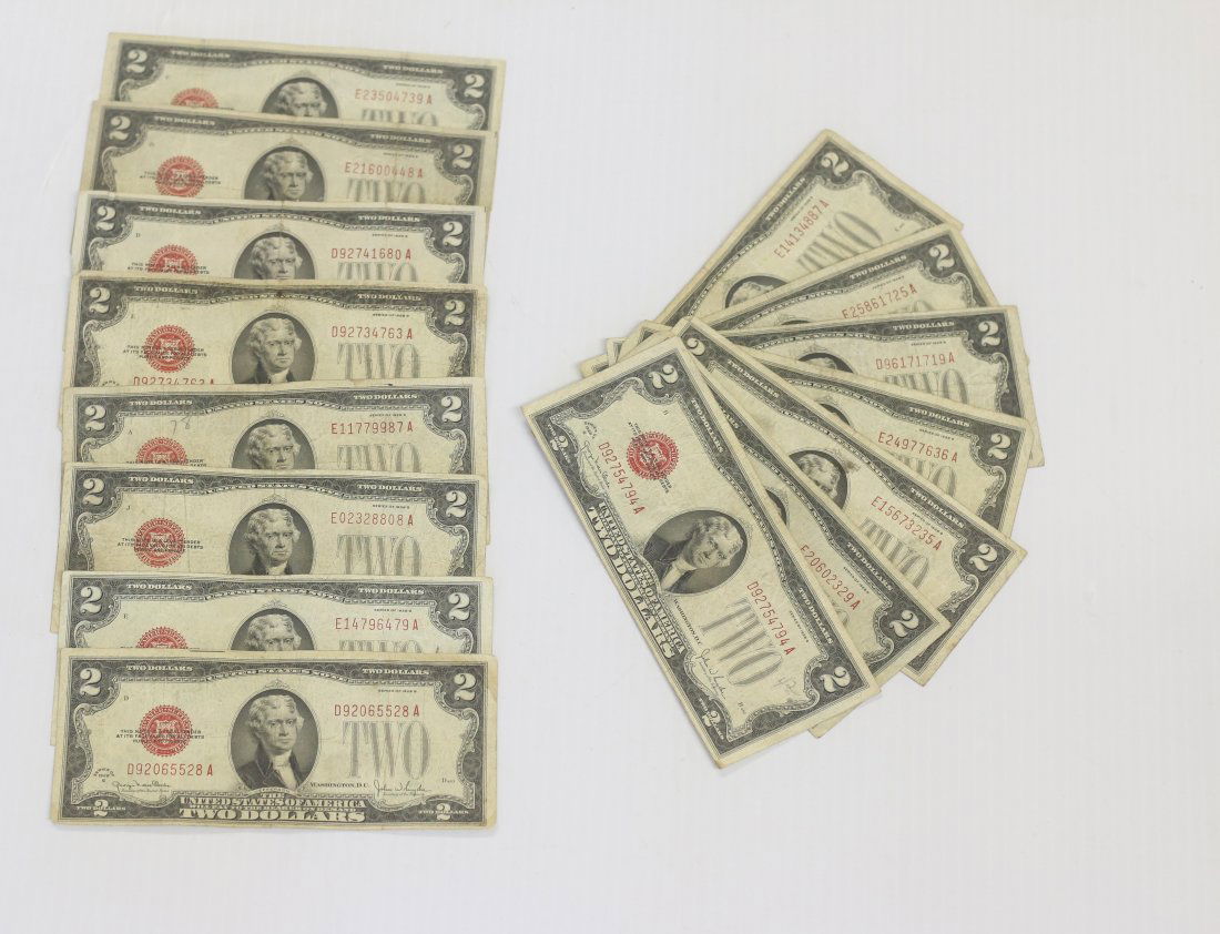 (15) $2.00 RED SEAL NOTES SERIES OF 1928 G (1 of 2)