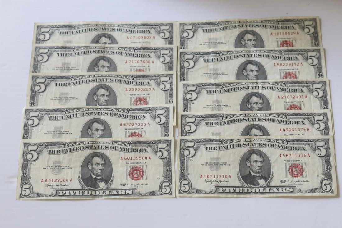 (10) $5.00 1963 RED SEAL NOTES (1 of 2)
