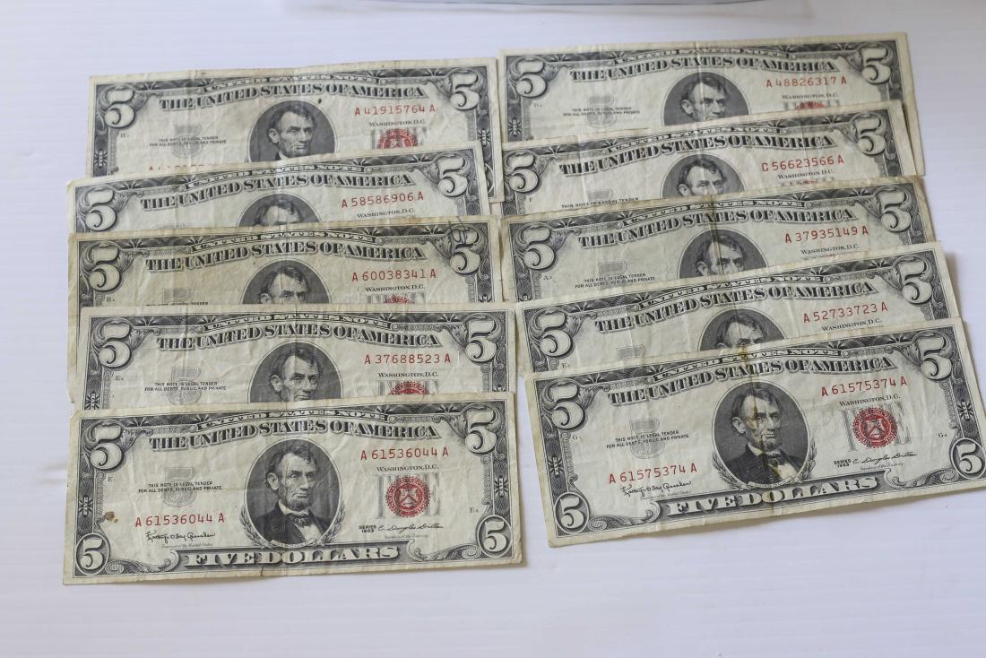 (10) $5.00 1963 RED SEAL NOTES (1 of 2)