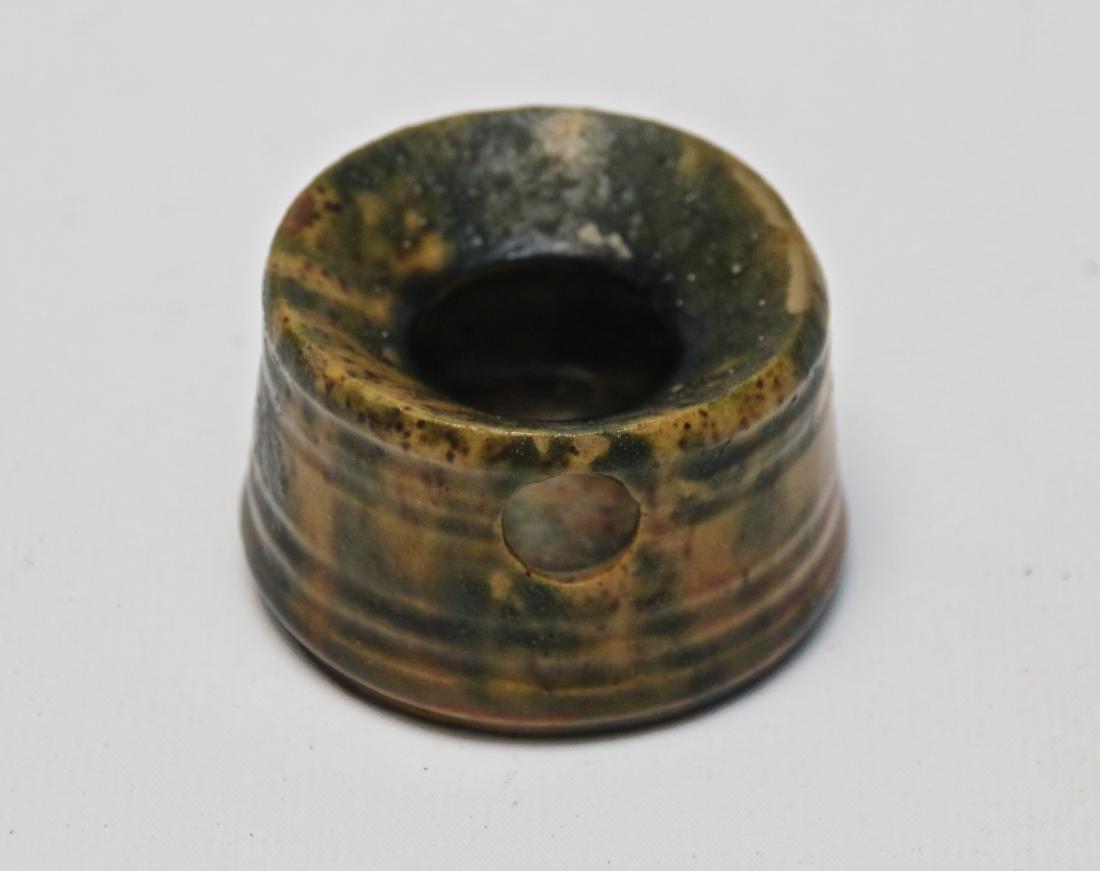MINIATURE SPITTOON: 19TH CENTURY WITH MULTI GLAZE 2 1/2"