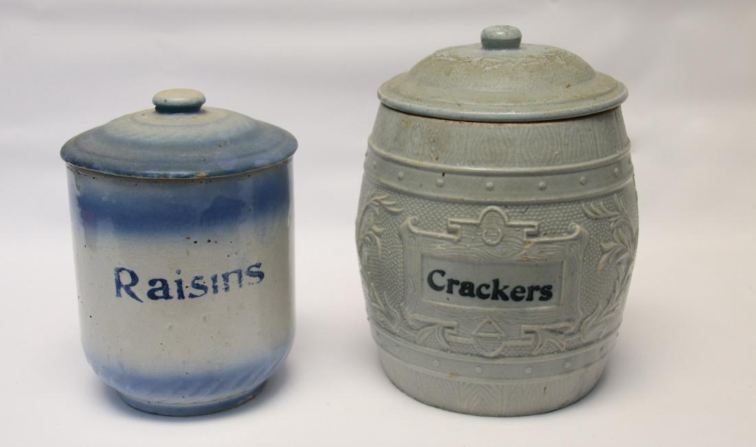(2) STONEWARE CANISTERS (1 of 5)