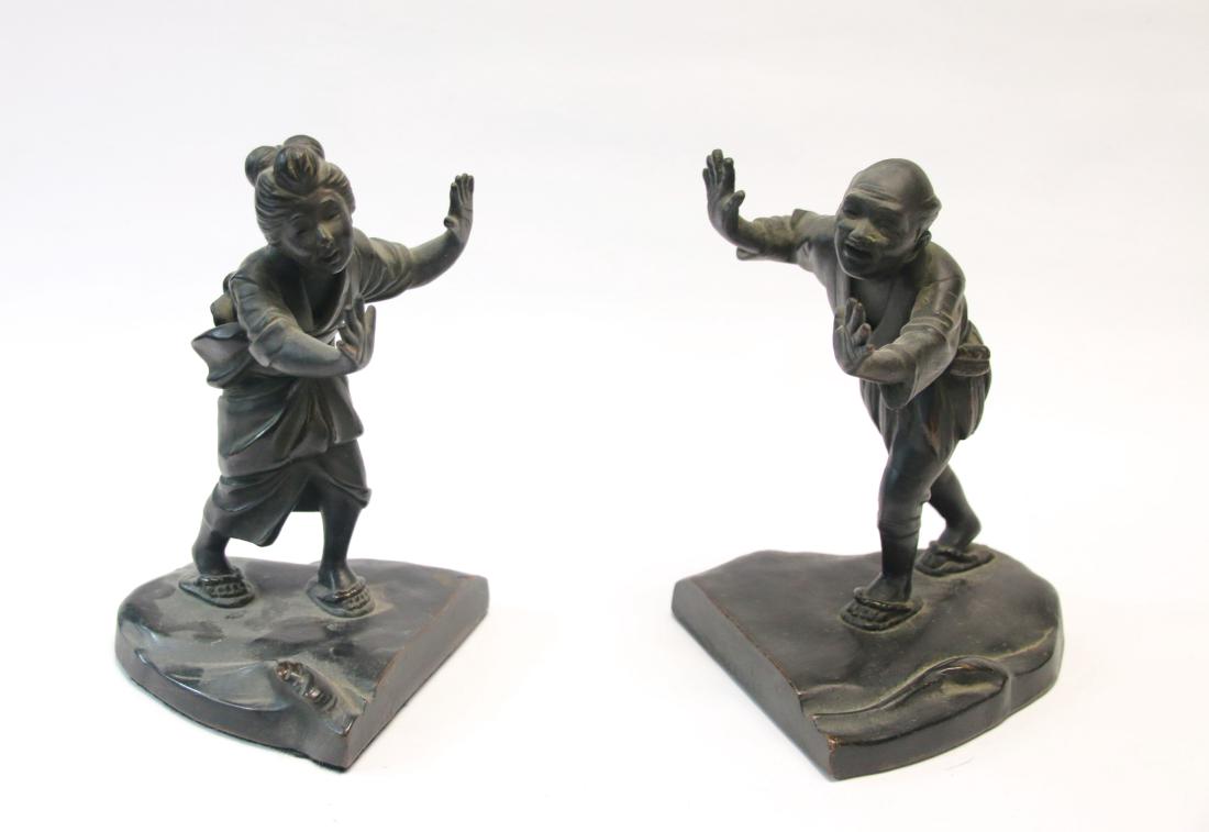 PR. OF ASIAN BRONZE BOOKEND  FIGURES (1 of 3)